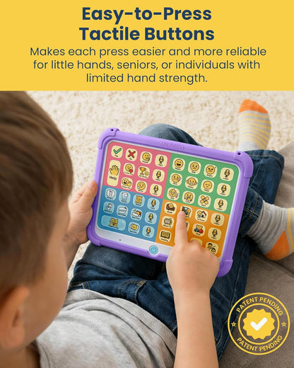 MibbyTalk AAC Device for Autism & Nonverbal Kids and Adults, Communication Tool for Home & School Use and Speech Therapy – 32 Preset Buttons, 11 Recording Buttons with Stickers, Silicone Case, Blue