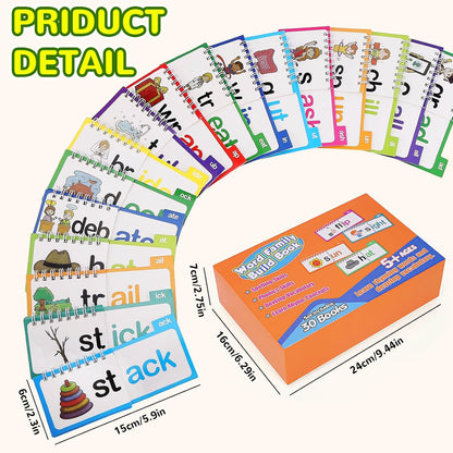 30PCS Read and Rhyme Flip Books, Interesting Word Family Flip Books, Phonics Flash Cards, Sight Words Flash Cards Kindergarten, Read and Rhyme Flip Activity Book