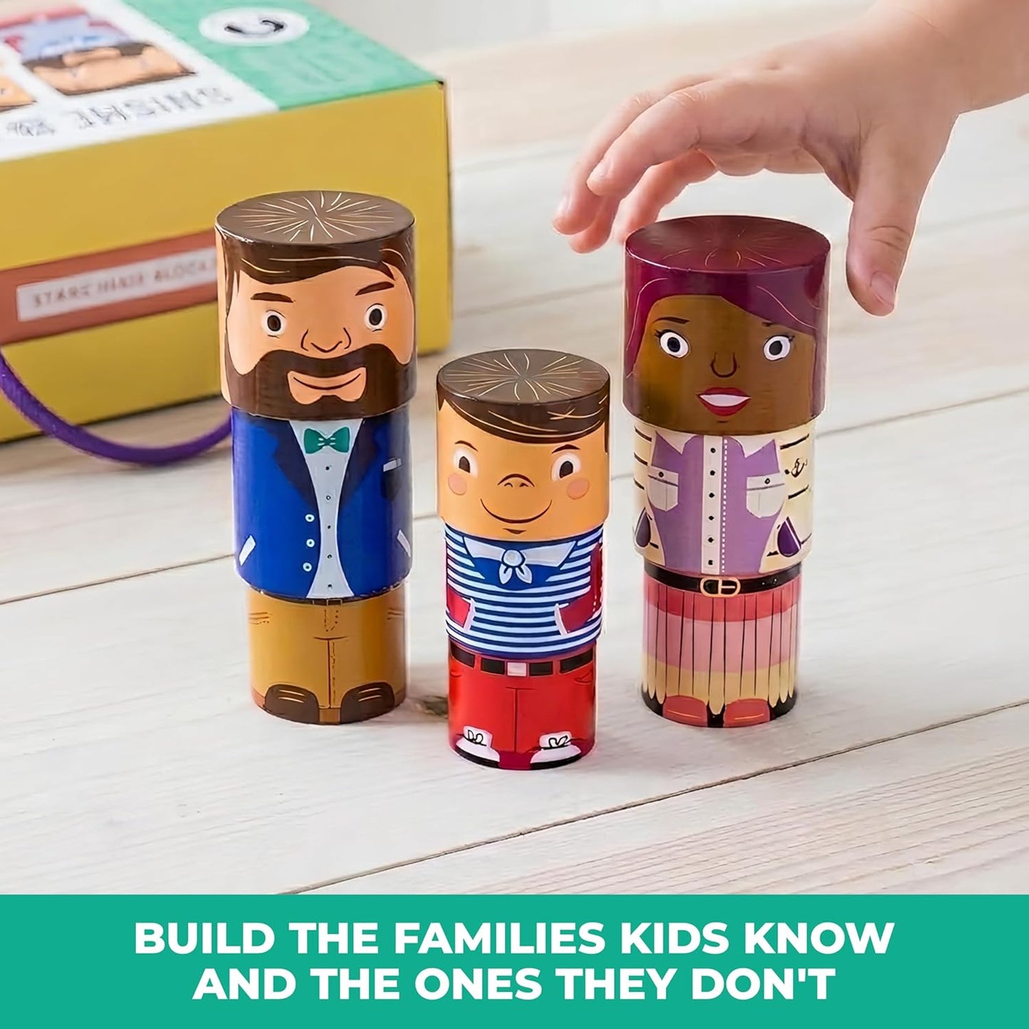 16-Piece Multiracial Magnetic Friends Play Set, Wooden Diversity Building Blocks for Kids, Multicultural Dolls for Creative Play & SEL Development – Ages 1+