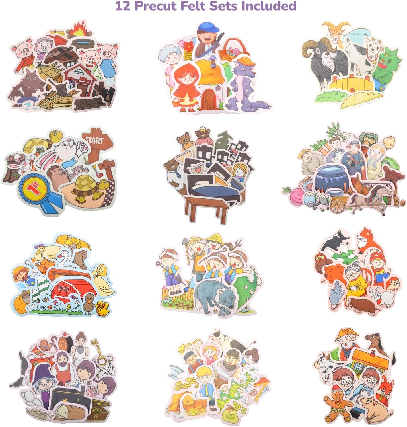 CHEFAN 12 Pack Felt Board Bible Stories Pieces,Flannel Board Stories for Preschool Activities Included a Felt Bag