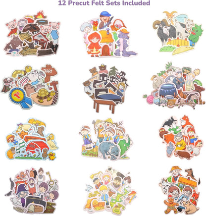 CHEFAN 12 Pack Felt Board Bible Stories Pieces,Flannel Board Stories for Preschool Activities Included a Felt Bag