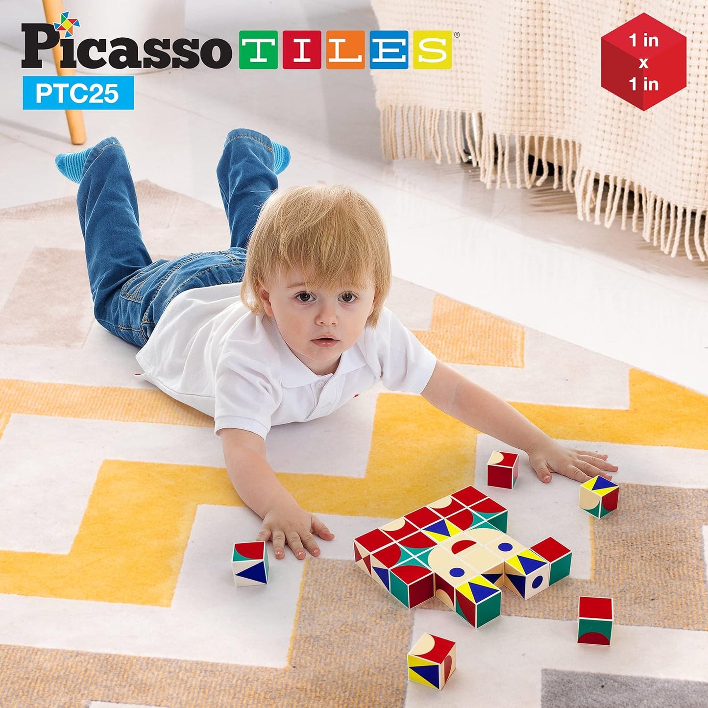 PicassoTiles Infinite Magnetic Puzzle Magic Cube Easy-Connect Brain Teaser Toy Set Magnet Pattern Block Matching Toys Free Ideabook 150+ Inspirations STEM Learning Kids Boys&Girls Age3+ PTC25