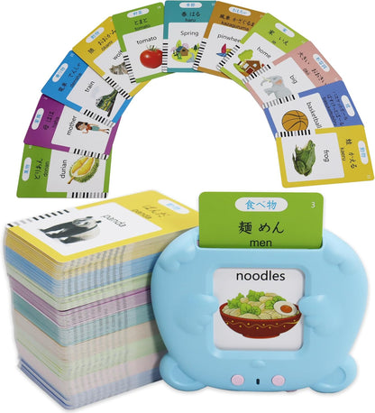 Spanish & English 510 Words Alphabet Bilingual Talking Flash Cards for 3-8 Years Toddlers, Pocket Speech Buddy Therapy Autism Toys, Educational Learning Interactive Toy for Boys Girls Kids Gifts Blue