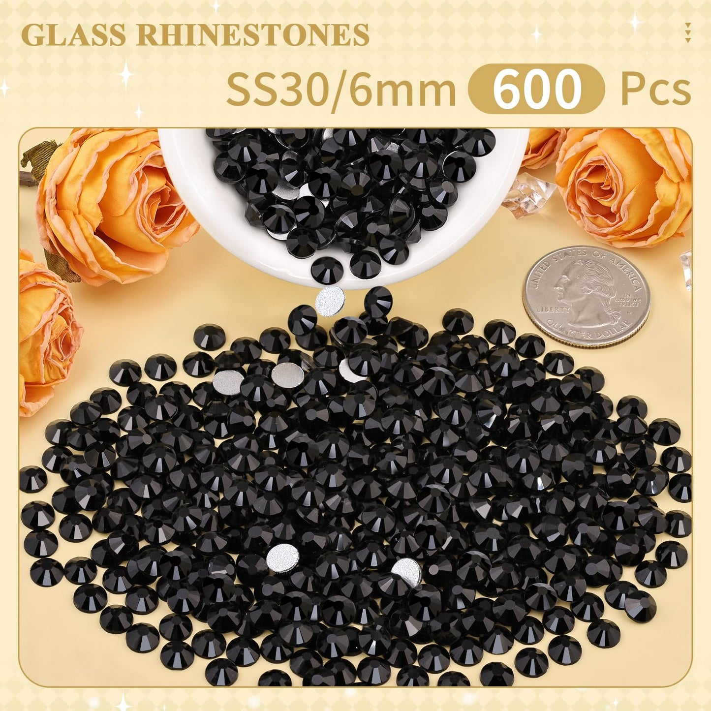 5000PCS SS6/2mm Glass Crystal Rhinestones (Clear), Bedazzling Flatback Rhinestones for Crafting DIY Crafts Nail Art Makeup Decoration, Gems Diamond Charms for Tumbler Shoes Clothing Mug