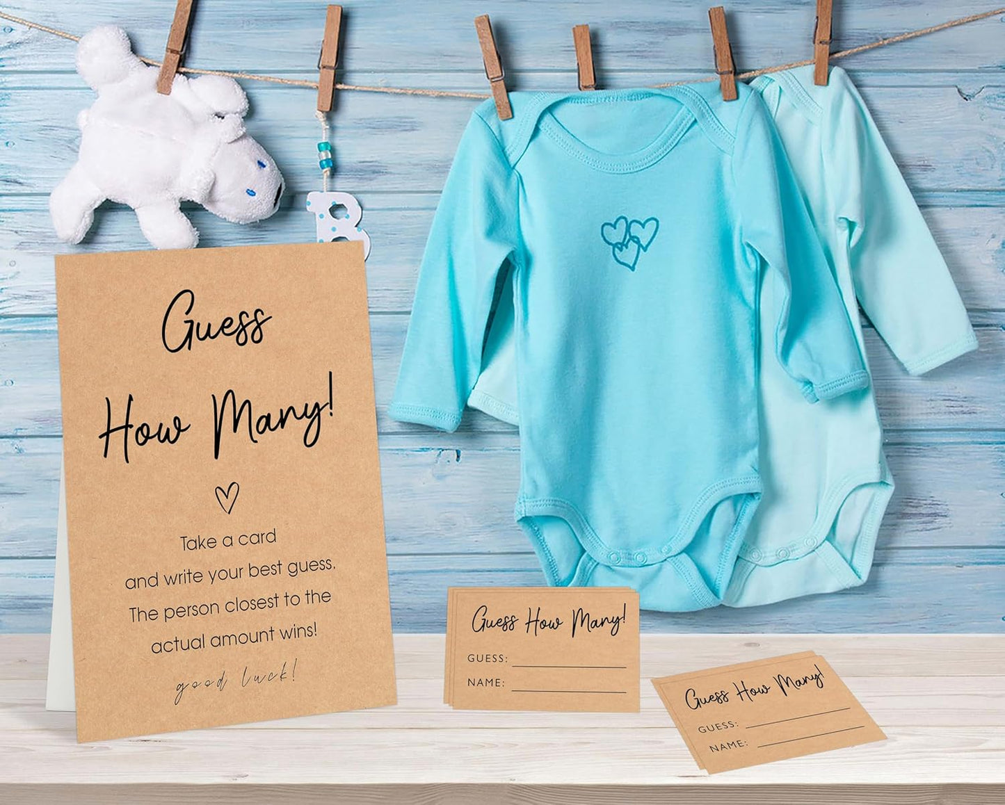 Minimalist Style How Many Gummy Bears Are In The Jar Baby Shower Games Set(1 Sign and 50 Cards), Gender Reveal Games, How Many Guessing Cards for Bear Babyshower, Gender Reveal Party Activities, 19