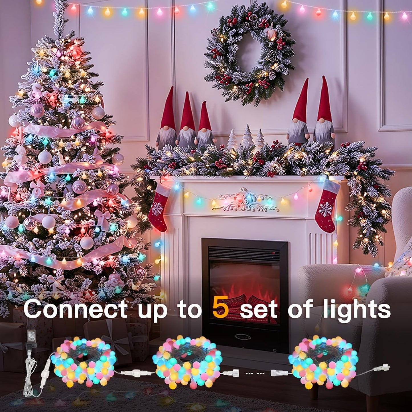 suddus String Lights for Bedroom, 66ft 200 Led Connectable Globe String Lights Indoor, Hanging Fairy Lights Plug in with Remote for Kids Room Dorm Classroom Outdoor Christmas Tree Decor, Warm White