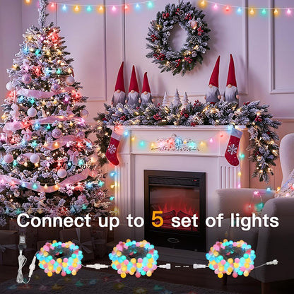 suddus String Lights for Bedroom, 66ft 200 Led Connectable Globe String Lights Indoor, Hanging Fairy Lights Plug in with Remote for Kids Room Dorm Classroom Outdoor Christmas Tree Decor, Warm White