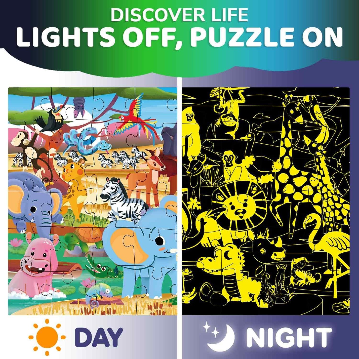 QUOKKA Floor Puzzles for Kids Ages 4-8 – 2x3 FT Giant Search and Find Jigsaw – 48 Large Pieces – Above and Beyond Observational Scene – Educatinal Montessori Toy with Gift Box – Fun Learning Activity