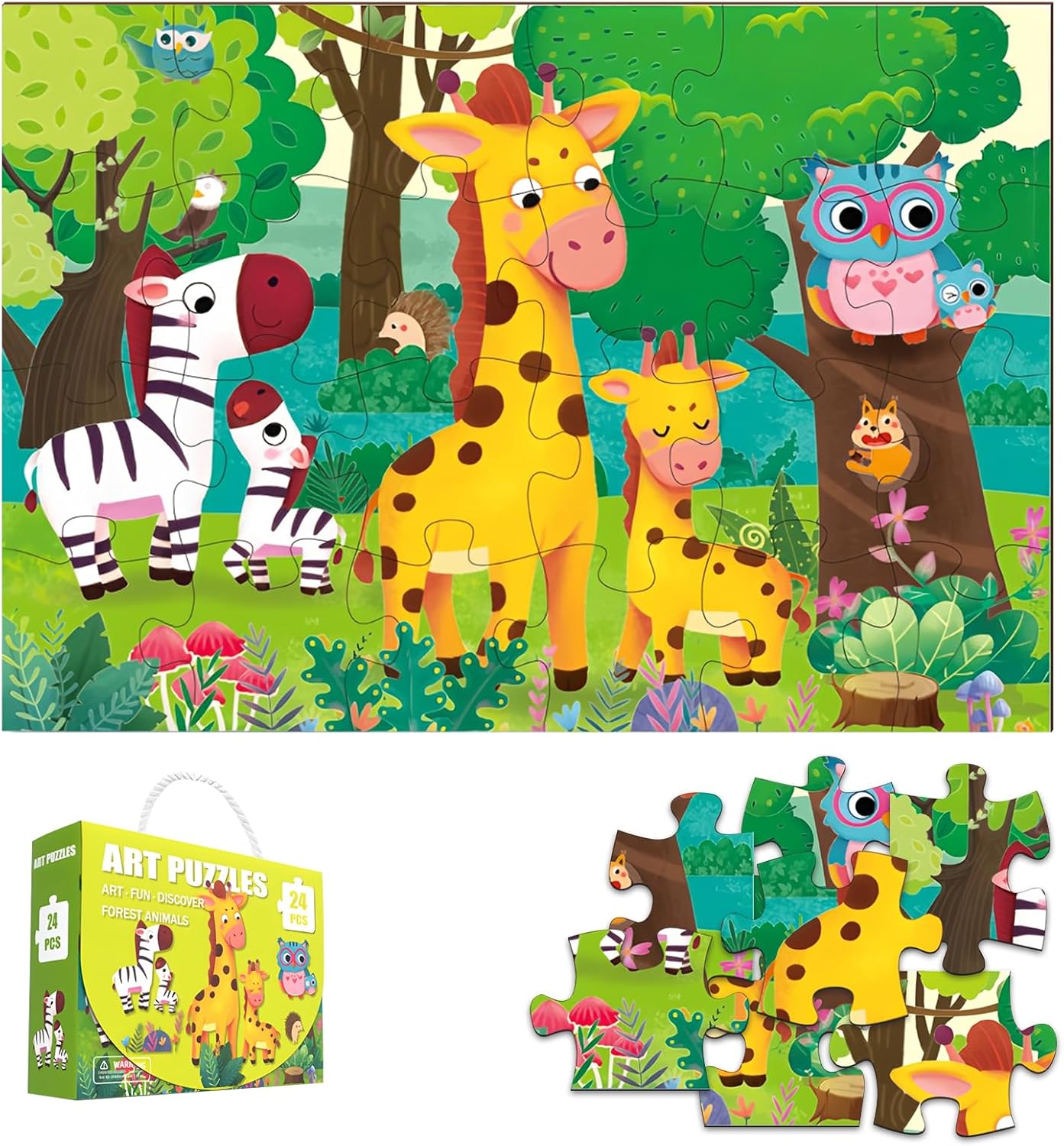Jumbo Floor Puzzle for Kids, Large Jigsaw Puzzles 24 Piece for Kids Ages 3-5,Preschool Learning & Education Toys, Gifts for 4-8 Year Old Boys and Girls (Jungle Animals)