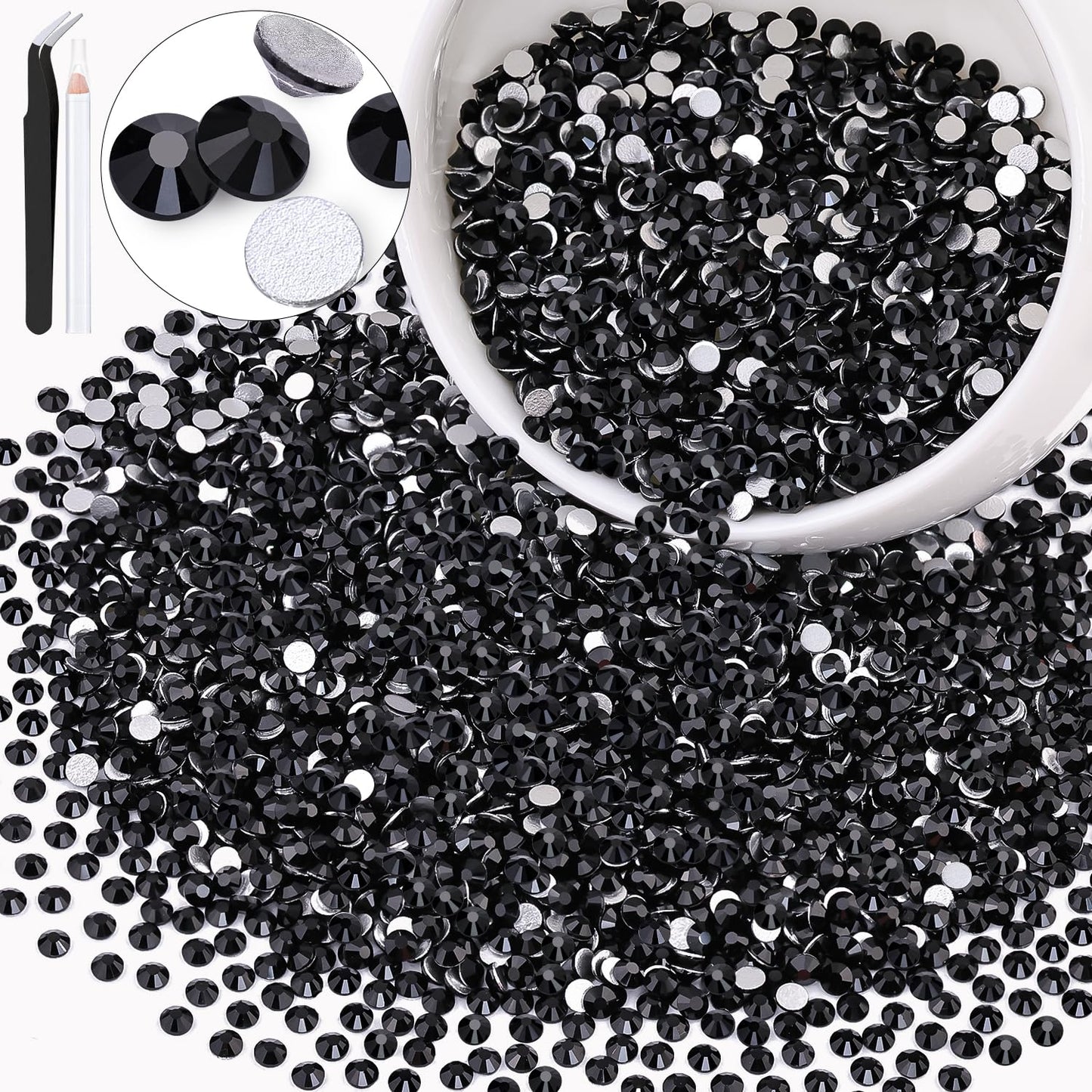 5000PCS SS6/2mm Glass Crystal Rhinestones (Clear), Bedazzling Flatback Rhinestones for Crafting DIY Crafts Nail Art Makeup Decoration, Gems Diamond Charms for Tumbler Shoes Clothing Mug
