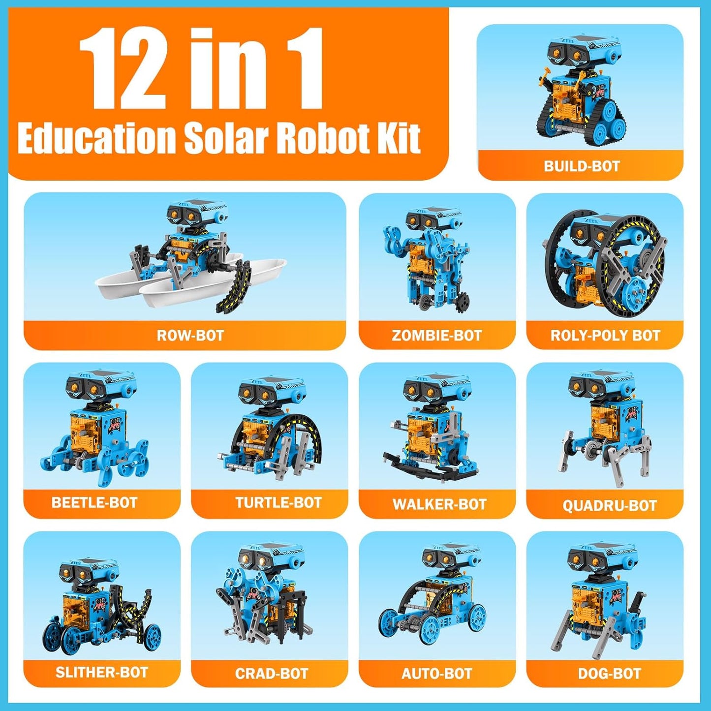 STEM Solar Power Robots Toys for Boys Aged 8-12, 12 in 1 Educational Building Science Experiment Kit for Kids, Birthday Gifts for Aged 8 9 10 11 12 13 Boys Girls Teens