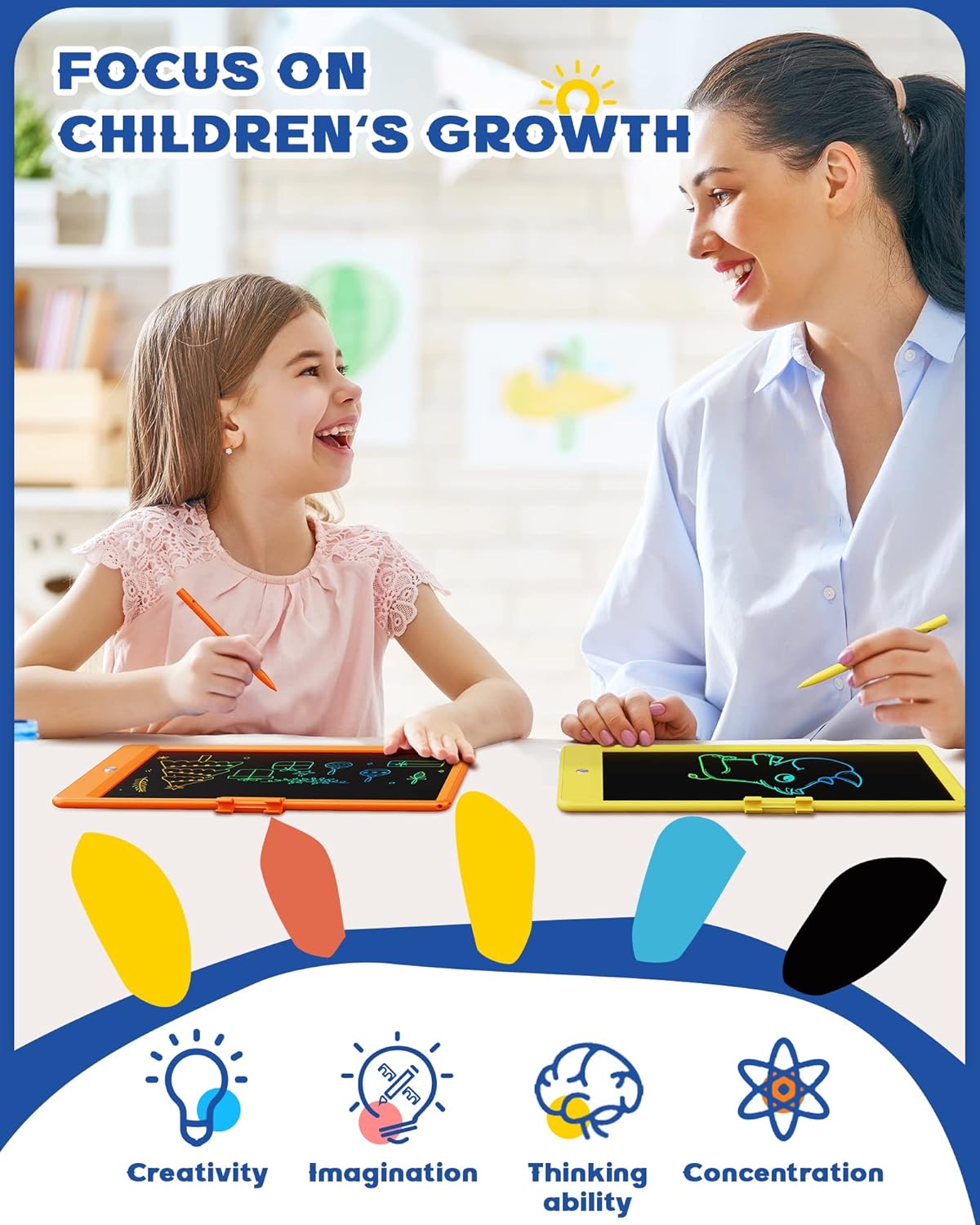 Bravokids Toys for 3-6 Years Old Girls Boys, LCD Writing Tablet 10 Inch Doodle Board, Electronic Drawing Pads, Educational Birthday Gift for 3 4 5 6 7 8 Years Old Kids Toddler (Blue)