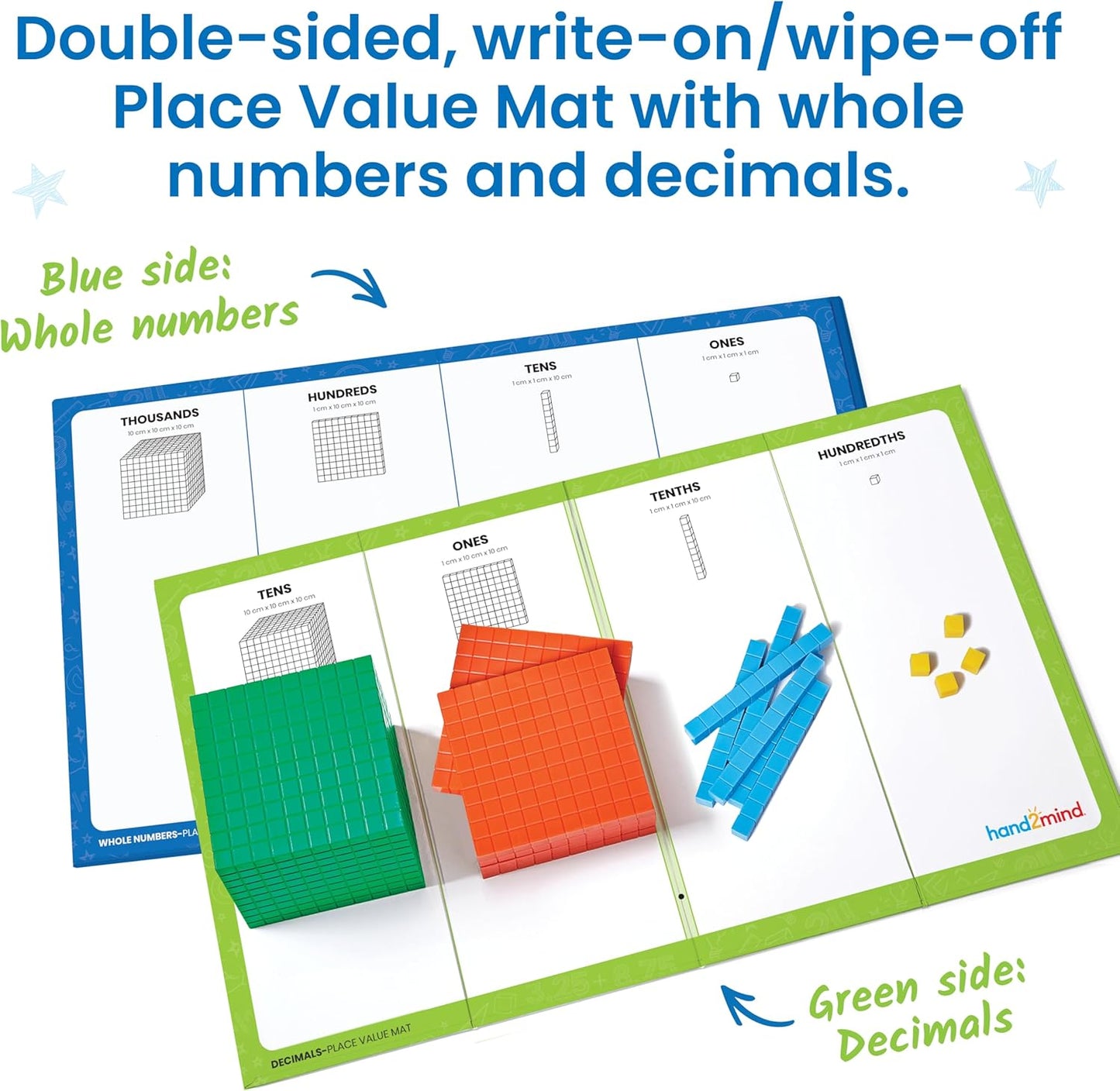 hand2mind Foam Base Ten Blocks Activity Set, Place Value Manipulatives, Base 10 Blocks for Math, Counting Cubes, Math Manipulatives 1st Grade, Small Group Classroom Must Haves (133 Pieces)
