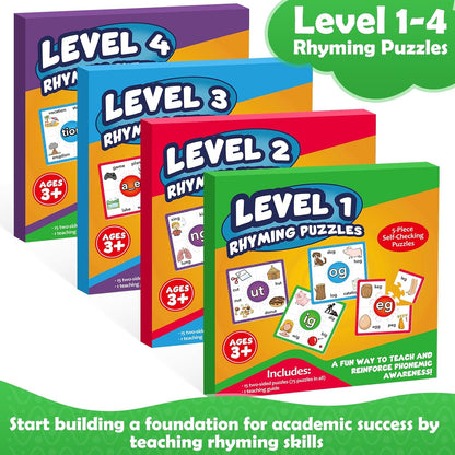 Torlam Phonics Puzzle, Rhyming Games Phonics Games Flash Cards for Kids Toddler, Learn to Read Spelling Reading Sight Words, Long Vowel Silent E Site Words for Preschool Kindergarten Homeschool