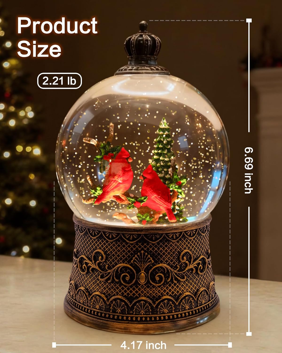 Extra Large Christmas Snow Globes Christmas Lantern, 12.99" Musical Snow Globe with 8 Songs, Santa Snowglobe for Kids Adults, 6H Timer Dual Power, Lighted Christmas Decorations Indoor Gifts