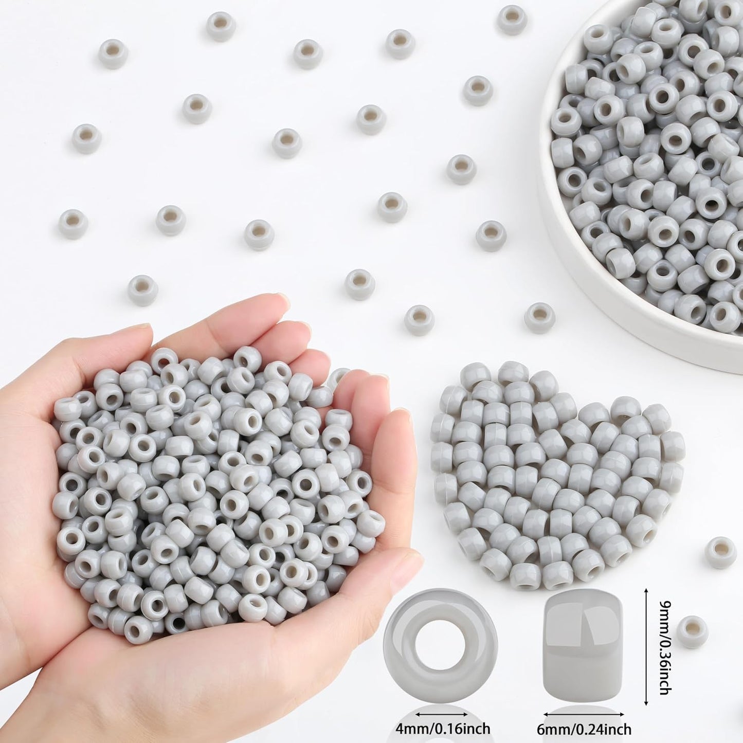 Red Pony Beads 1000Pcs 9mm Pony Beads Bulk Red Perler Beads for Friendship Bracelets Kandi Beads Hair Beads for Braids Beads for Crafts