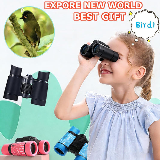 Kids Binoculars Best Gifts for 3-12 Years Boys Girls High-Resolution Optics Shockproof Mini Compact Binocuolar Toys Folding Small Telescope for Bird Watching Camping Outdoor Play