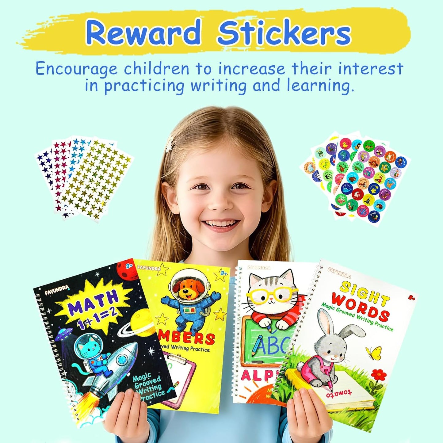 Grooved Handwriting Practice for Kids, Magic Grooved Writing Practice Books, 7 Reusable Tracing Workbooks for Preschool & Kindergarten, Learn Letters & Numbers for Ages 3–8 (7)