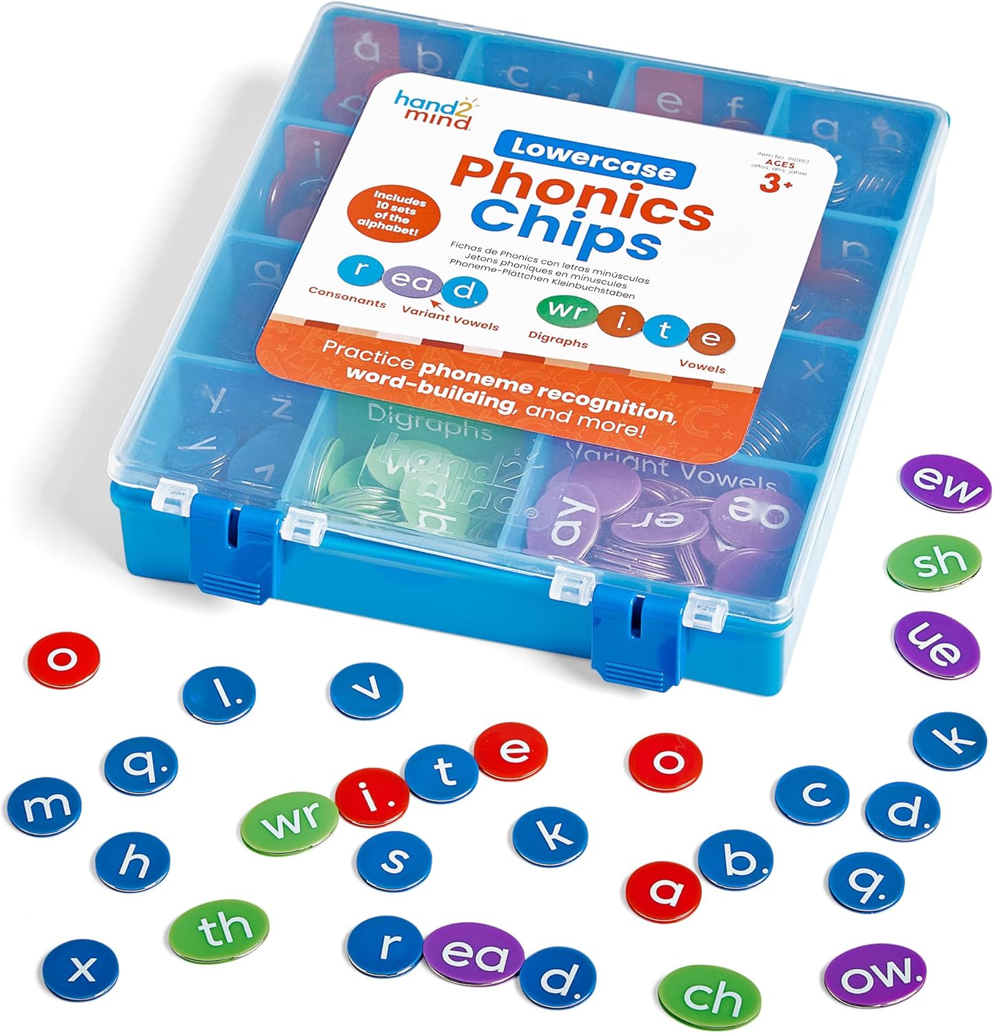 hand2mind Lowercase Phonics Chips, Phonics Manipulatives for Kindergarten, Phonemic Awareness, Science of Reading Classroom Materials, Reading Tools for Kids, Alphabet Letter Tiles for Spelling