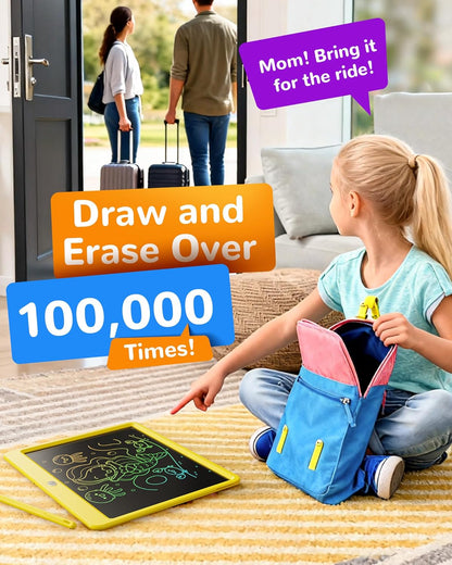 KOKODI LCD Writing Tablet, 12 Inch Colorful Toddler Doodle Board Drawing Tablet, Erasable Reusable Electronic Drawing Pads, Educational and Learning Toy for 3-6 Years Old Boy and Girls(Blue)