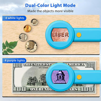 Pocket Digital Microscope for Adults Kids: 100X Handheld Magnifying Glass with Light, USB Coin Magnifier for Collector, Portable Jewelers Loupe with 2" Screen, Mini Scope for Trichome