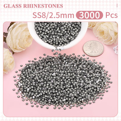 5000PCS SS6/2mm Glass Crystal Rhinestones (Clear), Bedazzling Flatback Rhinestones for Crafting DIY Crafts Nail Art Makeup Decoration, Gems Diamond Charms for Tumbler Shoes Clothing Mug