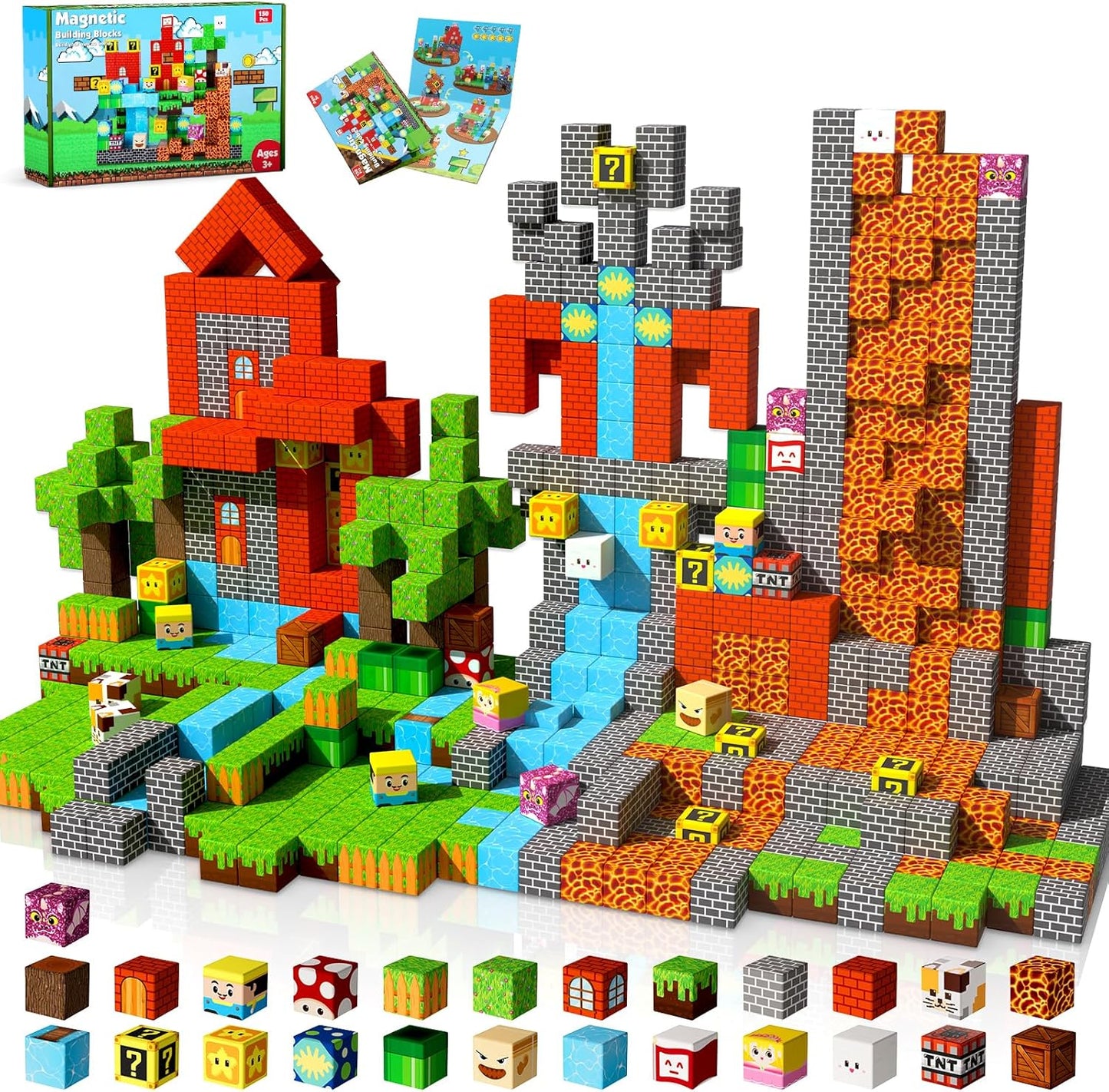 GraceDuck 300 PCS Magnetic Blocks - Magnetic Building Blocks, Stacking Magnets for Kids, Sensory Toy for STEM Montessori Sensory Toys for Kids 3+ Boys and Girls Christmas Birthday Gifts