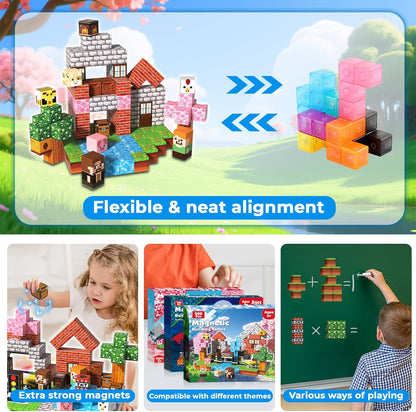 Magneverse 200 PCS 0.8in Magnetic Blocks - Magnet Toys for Kids, Magnetic Building Blocks Cubes, Stacking Magnets, School STEM Toys Birthday Gifts for Boys and Girls Age 3+ Years Old (Theme: Portal)