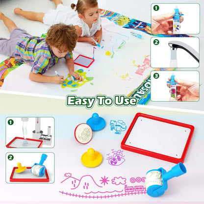 Jasonwell Aqua Water Doodle Mat 48 x 36 Inches Large Magic Drawing Doodling Mat Coloring Mat Educational Toys Christmas Birthday Gifts for Kids Toddler Boys Girls Age 2 3 4 5 6 7 8 Year Old (Galaxy)