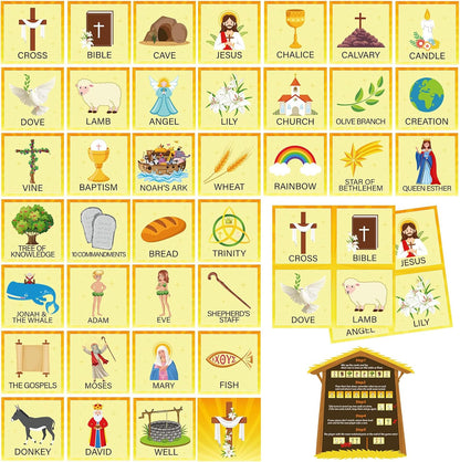 Fuutreo 82 Pcs Christian Memory Matching Games Religious Bible Matching Cards Memory Game Concentration Cards for Winter Holiday Educational Gifts Family Supplies