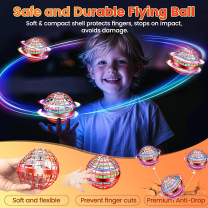 Flying Orb Ball Toy, 2026 Upgrade Hand Controlled Hover Ball with LED Lights,360° Rotating Boomerang Globe Cool Mini Drone, Ideal Birthday&Christmas Gift for Boys Girls-Blue & Purple