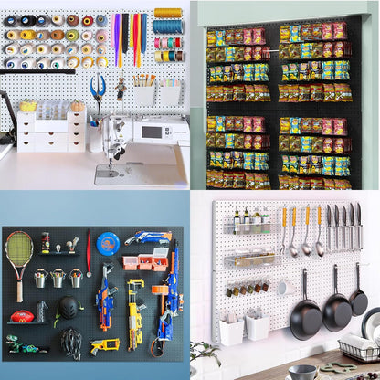 Peg Board, 4PCS Metal Pegboard Wall Organizer. Heavy Duty Pegboard, Peg Boards, Pegboard for Walls, White Pegboard for Garage Craft Room Workbench Office Kitchen Tool Organization, 12"*12"