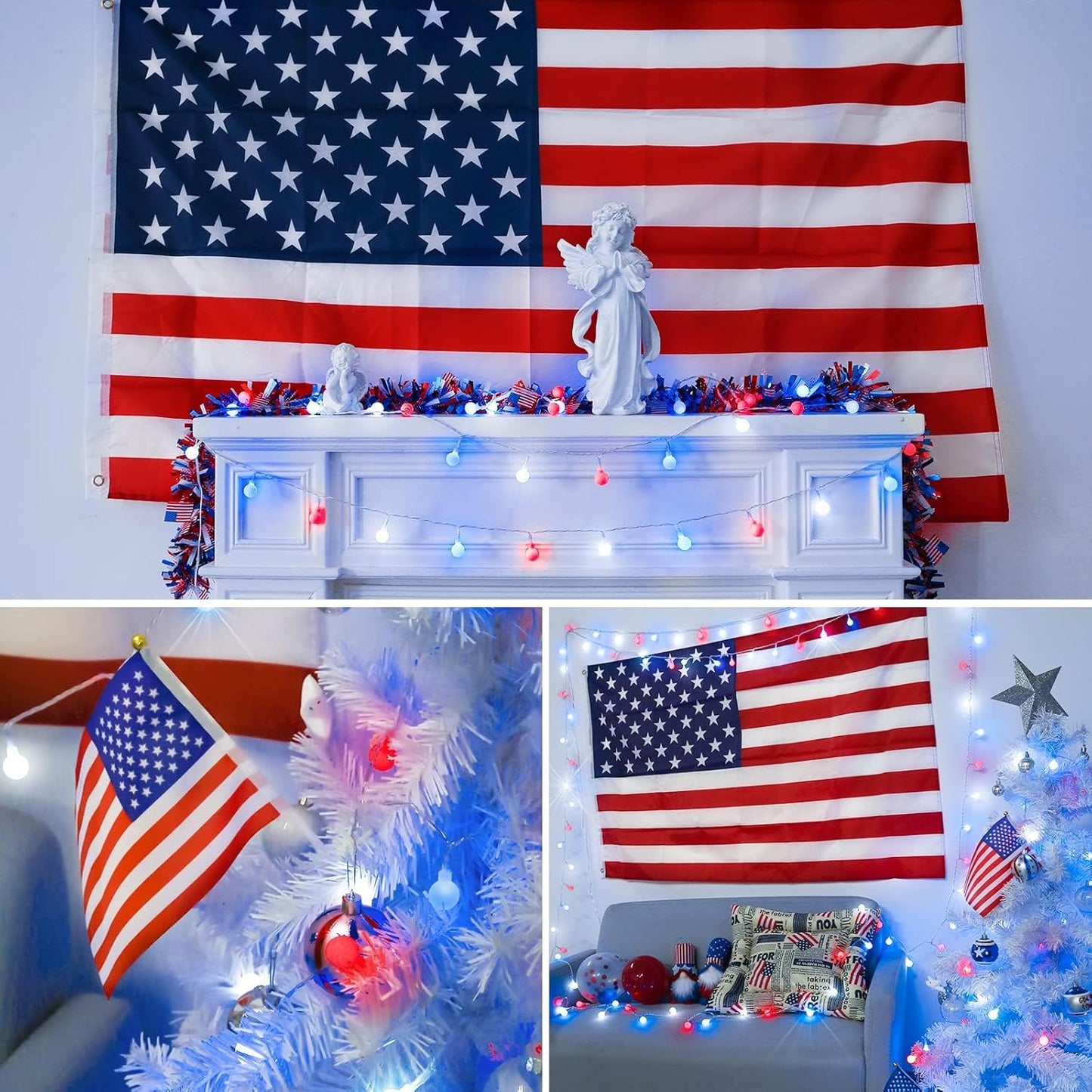 suddus String Lights for Bedroom, 66ft 200 Led Connectable Globe String Lights Indoor, Hanging Fairy Lights Plug in with Remote for Kids Room Dorm Classroom Outdoor Christmas Tree Decor, Warm White