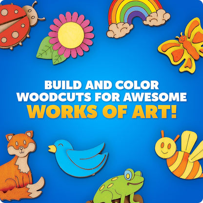 Blue Marble Wooden Magnet Craft Kit - Create & Paint 15 Nature-Themed Magnets with 8 Watercolor Pens, Magnet Art Kit, DIY Magnets for Kids, Magnet Arts and Crafts, Magnet Painting Kit for Kids