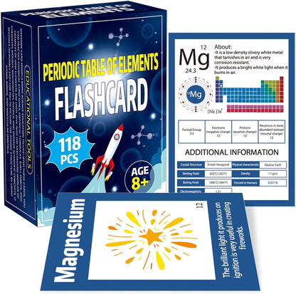118Pcs Periodic Table of Elements Laminated Flashcards Educational Science Flash Cards Chemistry Flash Card Game Science Elements Study Guide for Teachers Students Classroom Homeschool