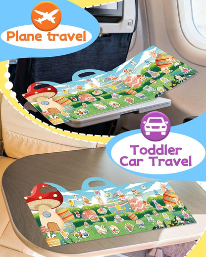 Benresive Reusable Sticker Books for Toddlers, Fun Travel Stickers for Kids, Toddler Sticker Book, Crafts Activities for Toddlers, 3 and Up Birthady Gifts - Vehicle