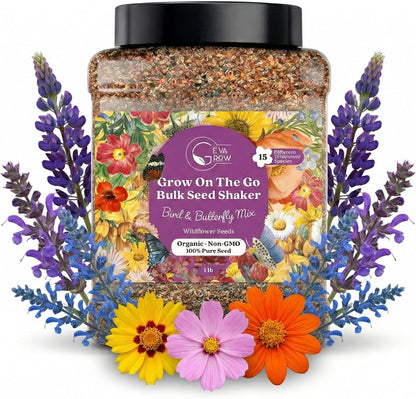 Mini Wildflower Seed Shaker - Save The Bees Seed Mix, by GevaGrow | 80,000+ Seeds | Pollinator & Bee Attracting Flower Seeds Bulk for Planting in Pots & Outdoor Gardens | 2 Ounce