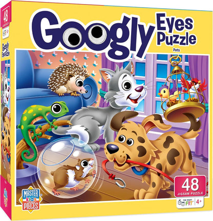 MasterPieces – 48 Piece Jigsaw Puzzle for Kids 4+ Years, Pets with Googly Eyes, Educational and Fun Game, Gift Idea for Children, 19" x 14