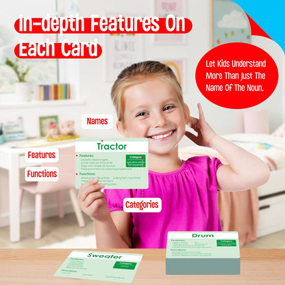 140 Noun Picture-Word Cards, Picture Flashcards Language Builder Visual Aid Speech Development Tool for Autism, ESL Teaching Material Non-Verbal Vocabulary Builder for Children, Kids, Adults (Level 2)