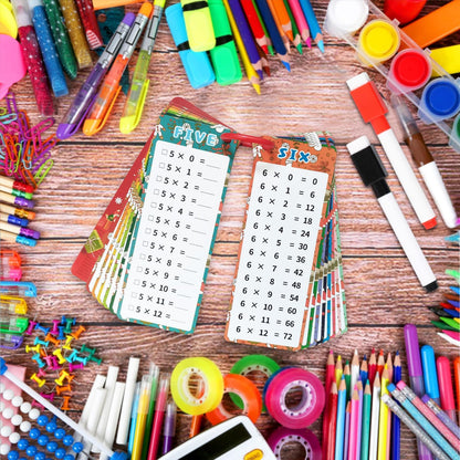 0-12 Multiplication Flash Cards, Large Educational Math, Times Table Flashcards Chart, with 15 Cards, 2 Dry Erase Markers, 1 Rings, Educational Multiplication for Classroom Home