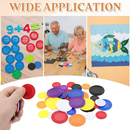 uxcell 100Pcs Plastic Poker Chips, 1 Inch Mini Bingo Chips Learning Counters Counting Counters Disks Markers Opaque Game Tokens for Game Play Math Counting, Blue, Pattern