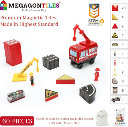 MEGAGONTILES Marble Run Magnetic Tiles Set 120PCS | STEM-Authenticated Magnetic Building Blocks with Marble Track Pieces | Educational Construction Toy for Kids Ages 3–8 (Boys & Girls)