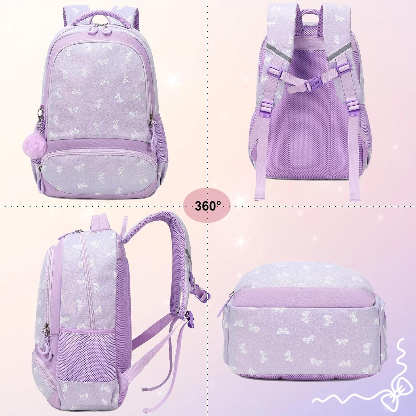 Girls Backpack for Elementary Unicorn Backpack Kids Backpack School Bookbag for Girls 3 in 1 Set Back to School