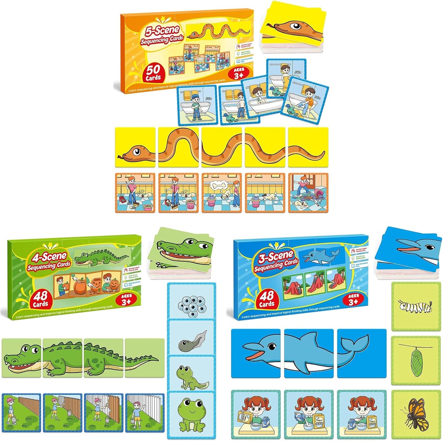 Sequencing Cards,Sequence Board Game for Kids,Speech Therapy Materials Toys for Autism,Story Storytelling,Social Skills,Sentence Building,Preschool Learning Activities,Classroom & Homeschool
