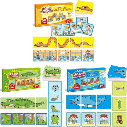 Sequencing Cards,Sequence Board Game for Kids,Speech Therapy Materials Toys for Autism,Story Storytelling,Social Skills,Sentence Building,Preschool Learning Activities,Classroom & Homeschool