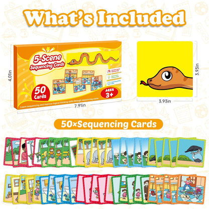 Sequencing Cards,Sequence Board Game for Kids,Speech Therapy Materials Toys for Autism,Story Storytelling,Social Skills,Sentence Building,Preschool Learning Activities,Classroom & Homeschool