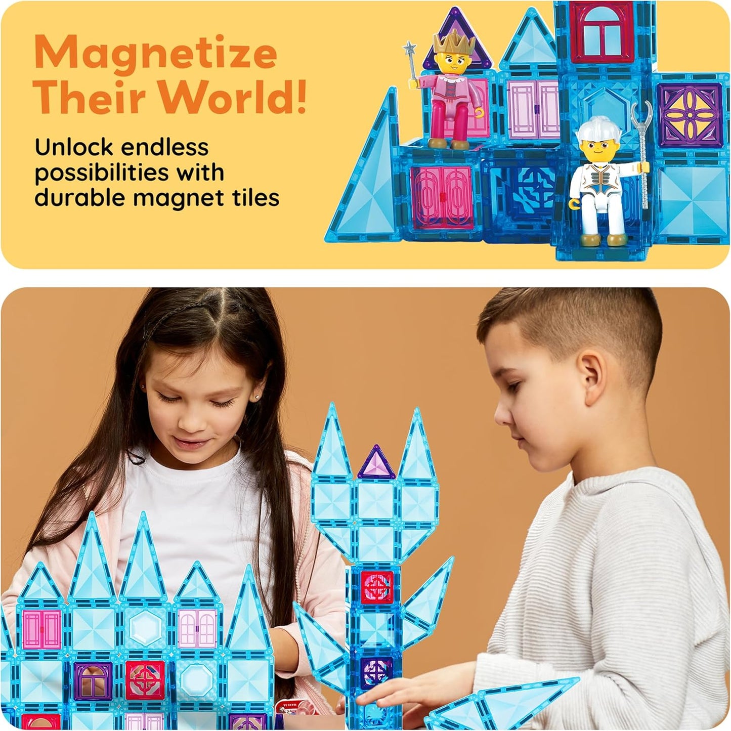 PicassoTiles 60 pcs Mini Magnetic Tiles Magnet Toys Travel-Friendly On-The-Go Building Blocks for Kids Compact Lightweight Creative playset Preschool Montessori Early Learning STEM Kids Toy Ages 3+.