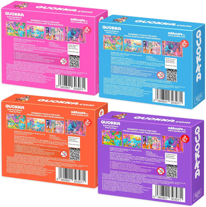 QUOKKA Puzzles for Kids Ages 4-6 - Set of 4x60 Jigsaw Puzzles for Toddlers 3-5 - Unicorn Princess Animals Toys for Children 6-8 yo - Gift Educational Game for Boys & Girls