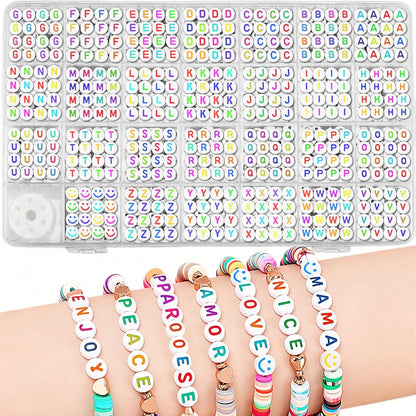 Colorful Alphabet Beads A-Z 1350+Pcs Letter Bead, Acrylic 4x7mm Round Digit Letter Beads Kits,Bracelets Necklaces DIY Jewelry Making Kits (Colorful,1350+PCS)