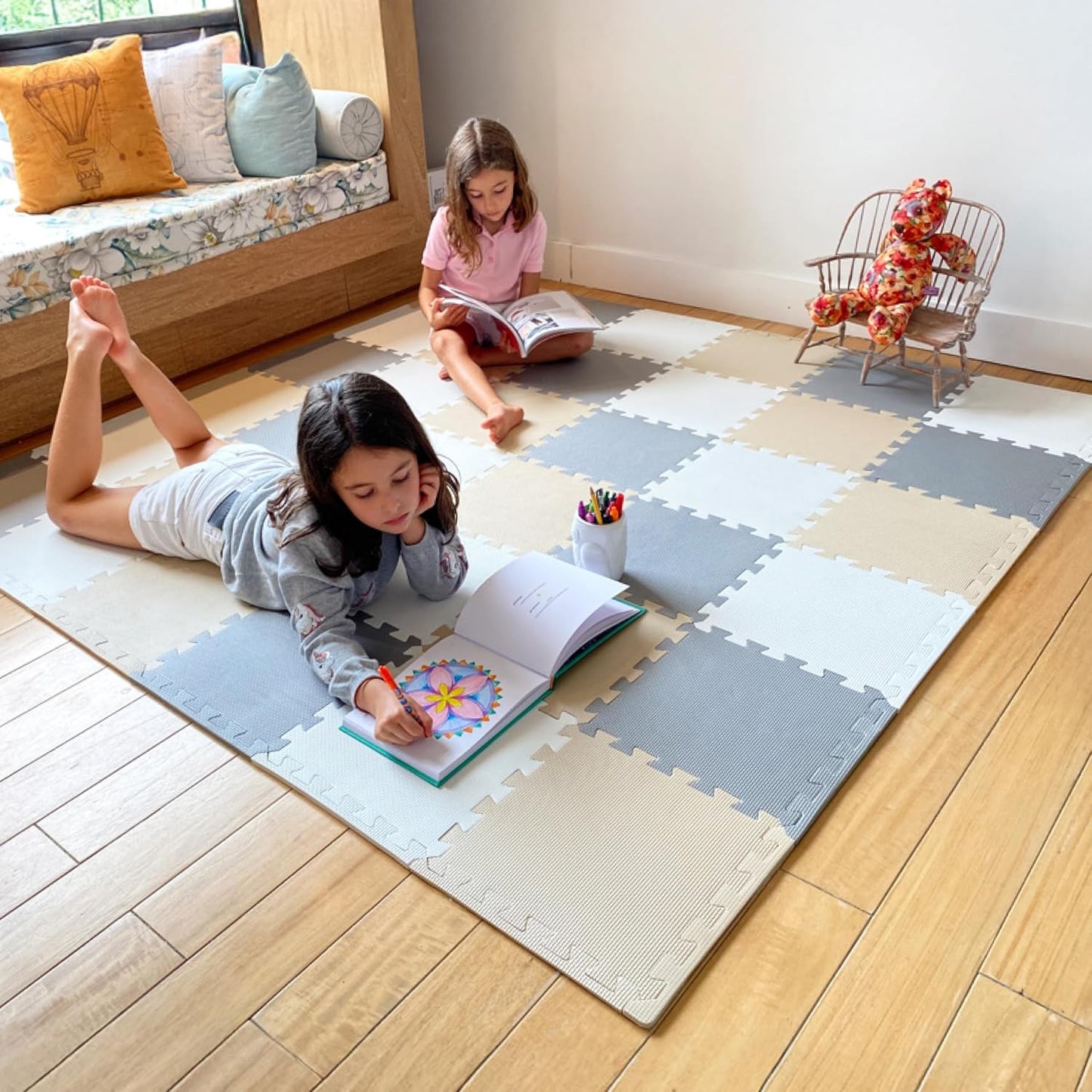 MioTetto Baby Play Mat, Soft Foam Floor Tiles for Kids. Adjustable Interlocking Foam Tiles, Fits with 50x50 Playpen Baby mat for Crawling & Development, Safe & Non-Toxic Playmat for Babies 6-12 Months